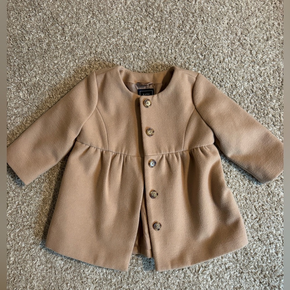 Girls 12-18 month GAP Tan pea coat with buttons. Like new